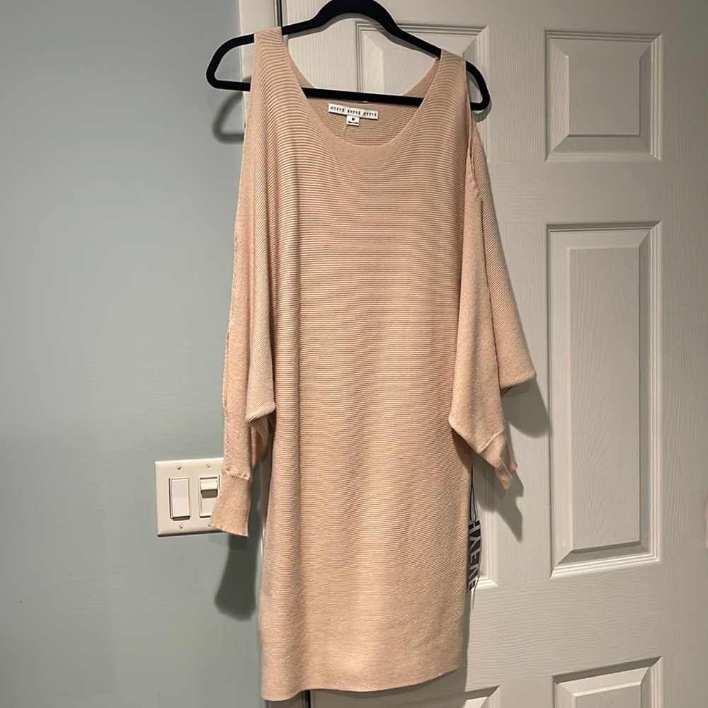 Never worn. Dry Goods HYFVE Cream dress with arm cutouts.